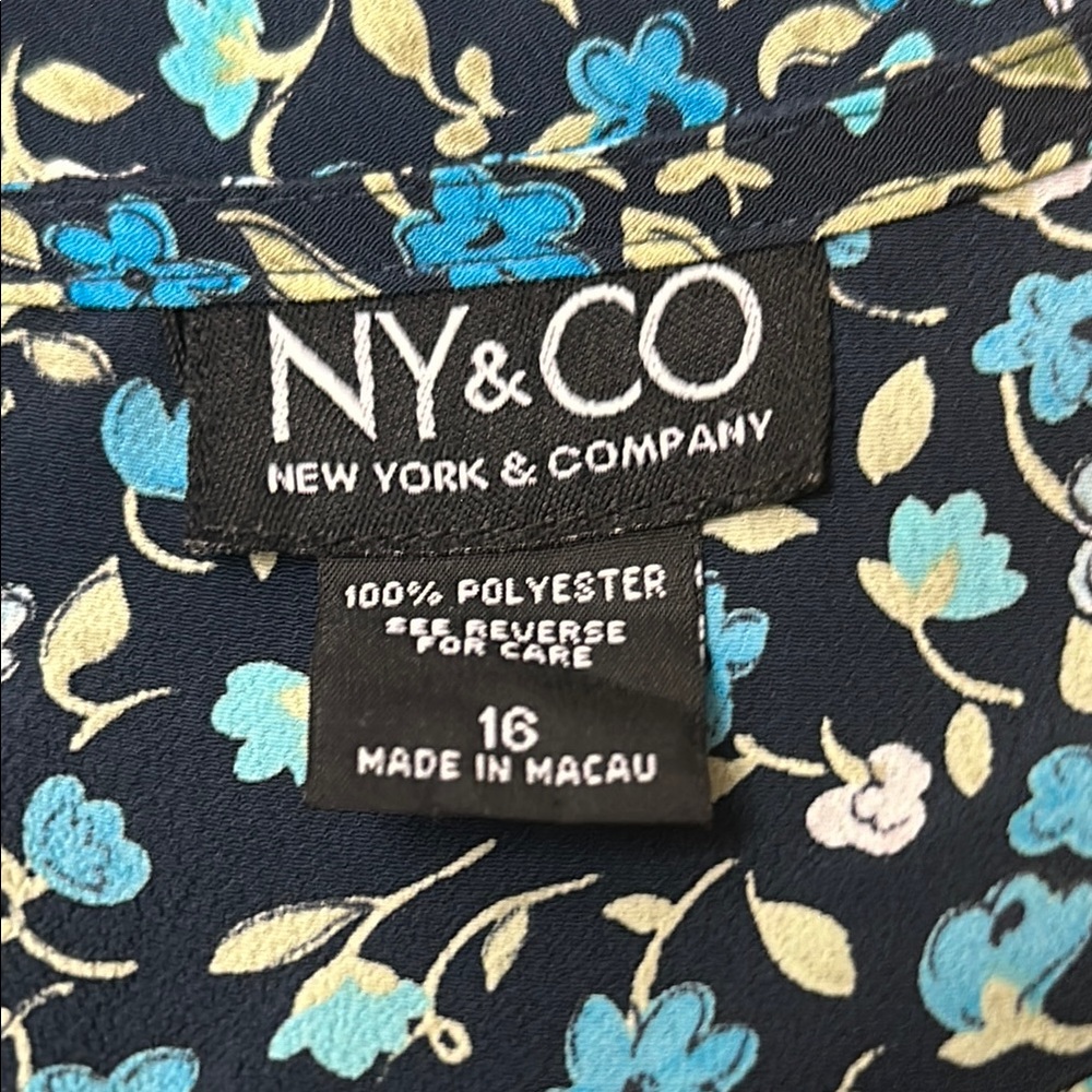 NY&CO Womens Vintage Floral MIDI Dress Size 16 Blue Retro Cottage Core Prairie - Picture 6 of 10